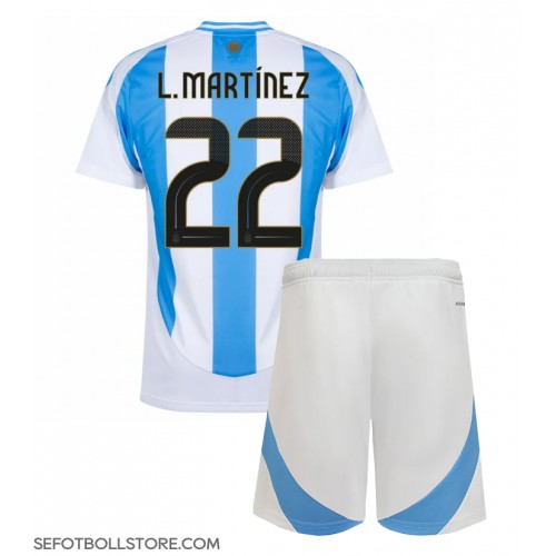 Argentina Lautaro Martinez #22 Replika babykläder Hemmaställ Barn Copa America 2024 Kortärmad (+ korta byxor)